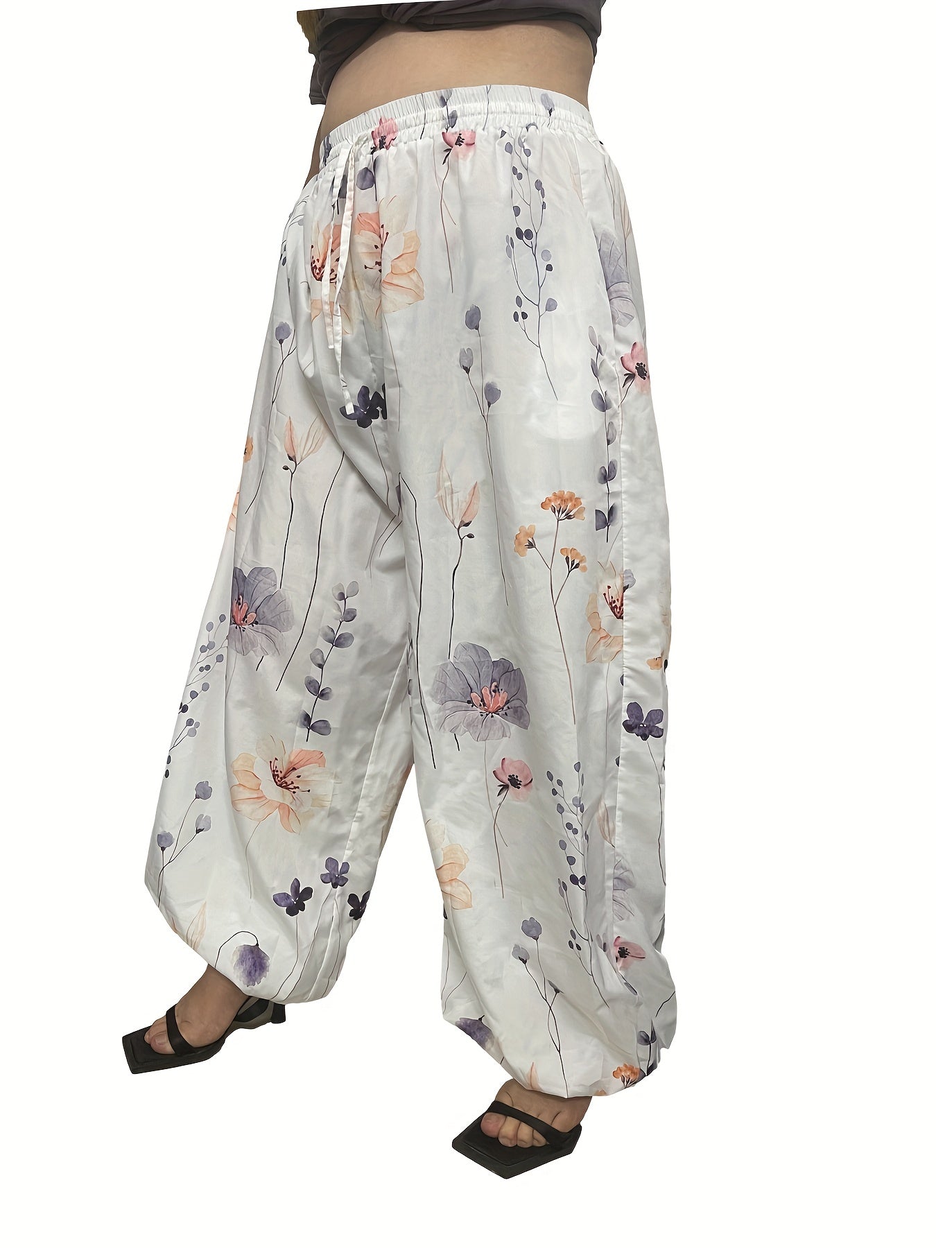  Boho Pants Women's Plus Floral Print Harem Pants