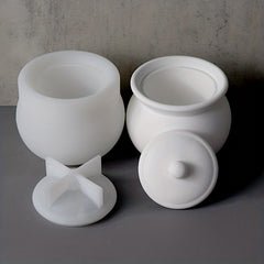 Concrete Candle Jar with Lid Silicone Mold DIY Craft Mould