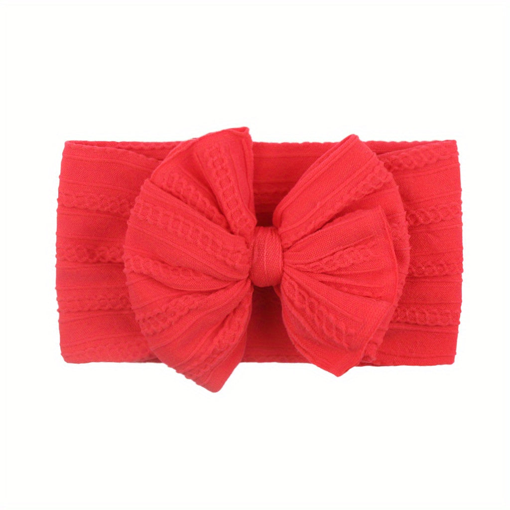 Jacquard Bow Soft Elastic Headband for Baby Girls
