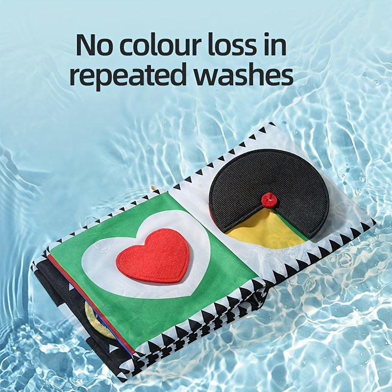 High Contrast Sensory Fabric Book for Babies - Washable Educational Toy