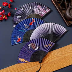 Chinese Floral Bamboo Handheld Fan