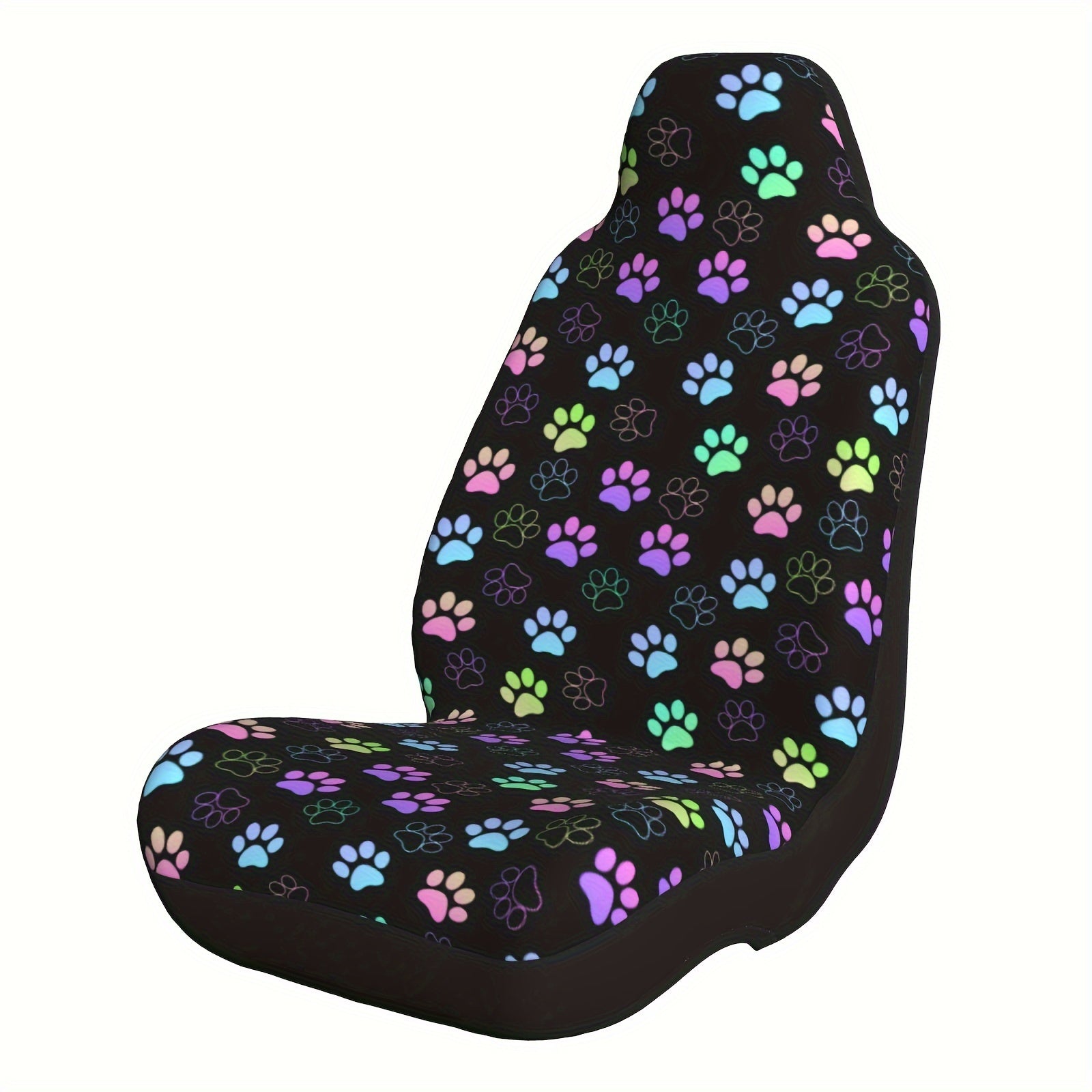Colorful Dog Paw Print Car Seat Cover