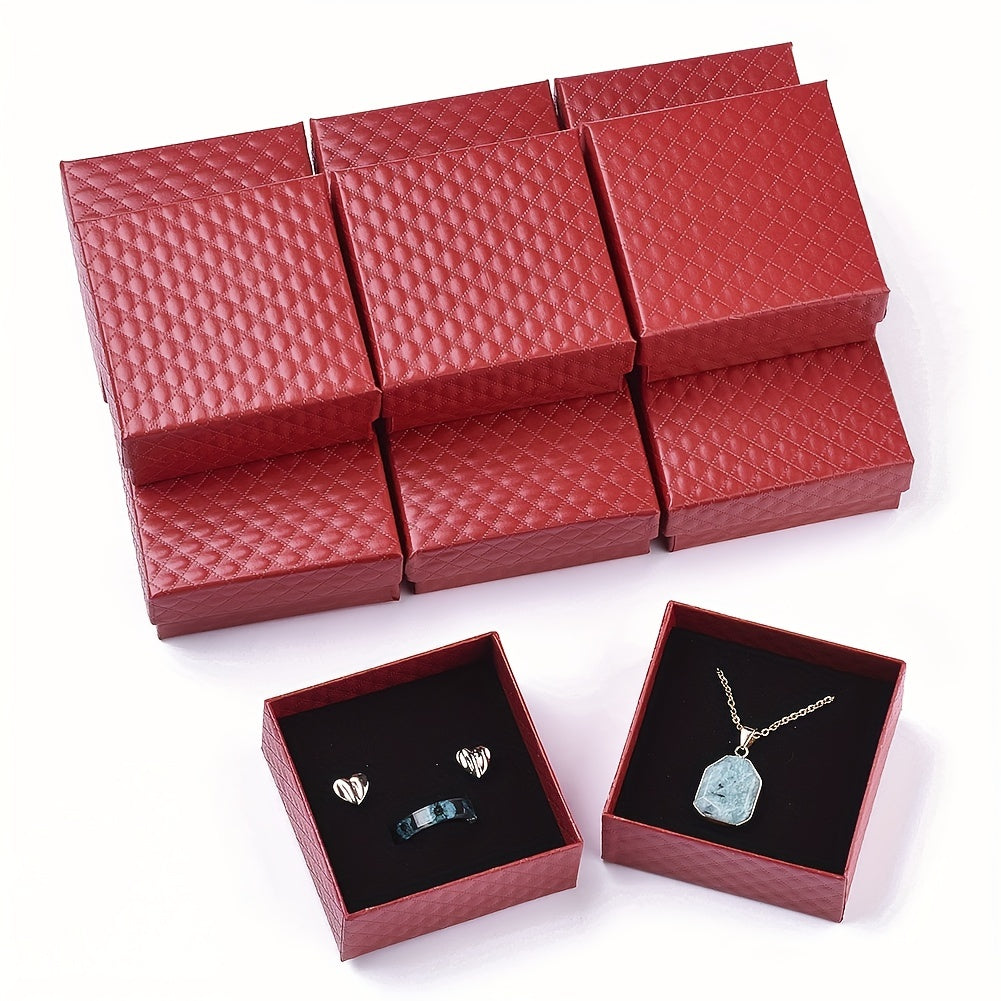 12pcs Red Jewelry Boxes For Pendant Earring Ring With Sponge Inside