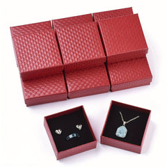 12pcs Red Jewelry Boxes For Pendant Earring Ring With Sponge Inside
