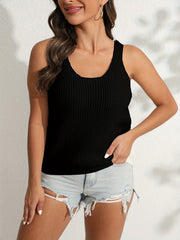 Solid Waffle Knit Tank Top Sleeveless Casual Summer Women's Clothing