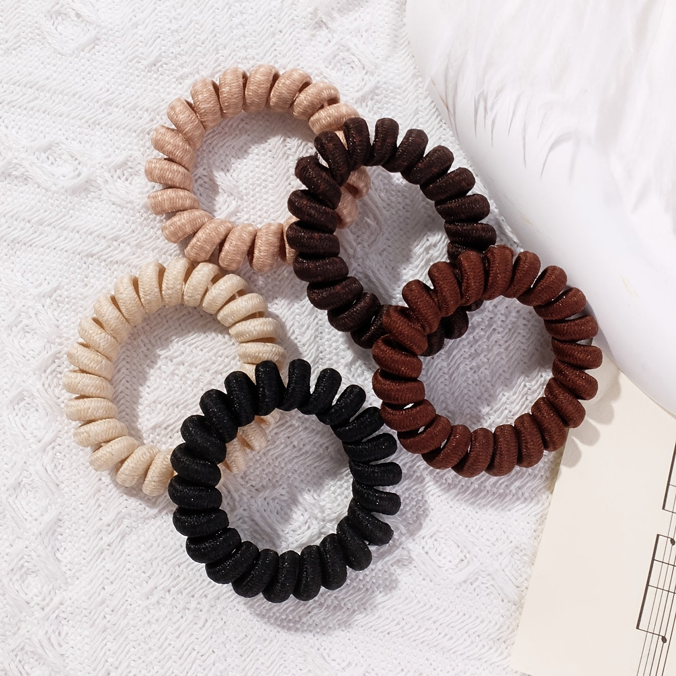 5pcs Coil Wire Hair Tie Elastic Hair Protective Ponytail Holder