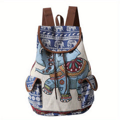 Cat Pattern Flap Backpack Animal Print Bookbag For Students