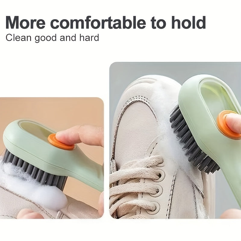 Automatic Liquid Adding Shoe Brush Long Handle Clothes Laundry Cleaning Tool