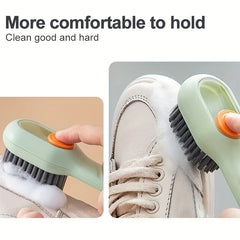Automatic Liquid Adding Shoe Brush Long Handle Clothes Laundry Cleaning Tool