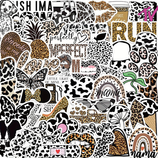 50Pcs Leopard Print Series Graffiti Stickers Waterproof DIY Creative Toy