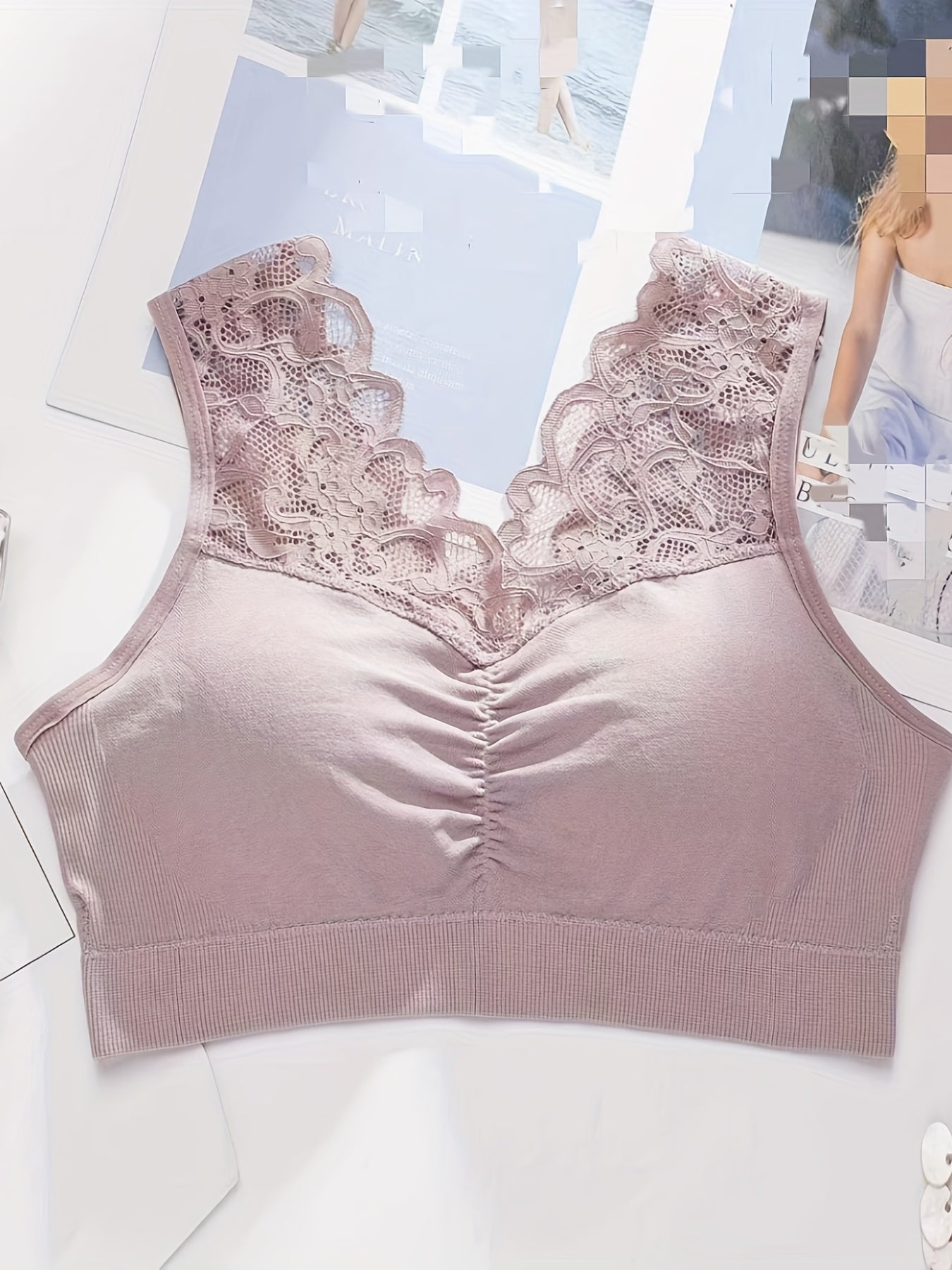 Lace Wireless Push Up Wide Straps Bra Soft & Comfy Women's Lingerie
