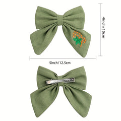 Embroidery Bow Hair Clip for Girls Kids