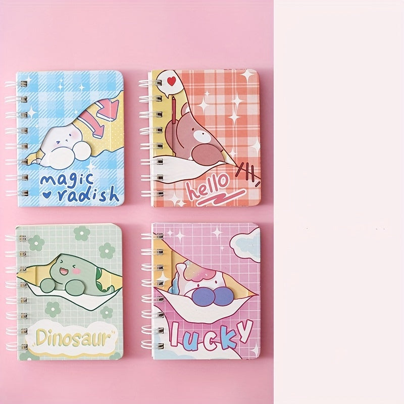 Set Of 4 Hand Account Book Pocket Coil Portable Loose leaf Novelty Small Book