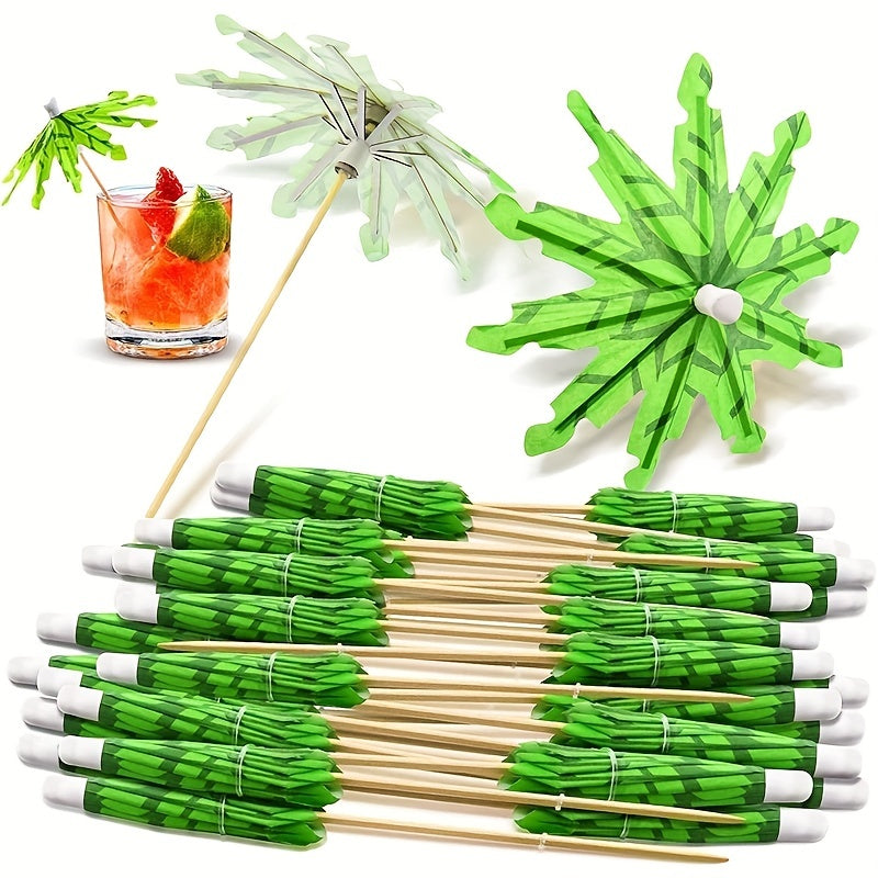 50 Coconut Tree Umbrella Picks for Pool Party Decorations and Summer Supplies