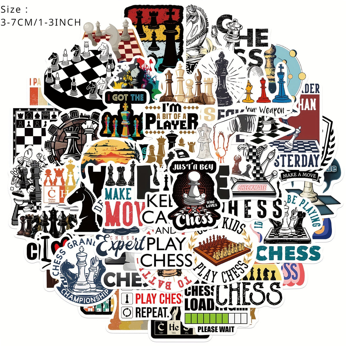 50pcs Cartoon Chess Game Series Stickers for Laptop Helmet Desktop