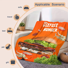 Oversized Hamburger Pattern Flannel Blanket Soft Warm For Bed Sofa Camping