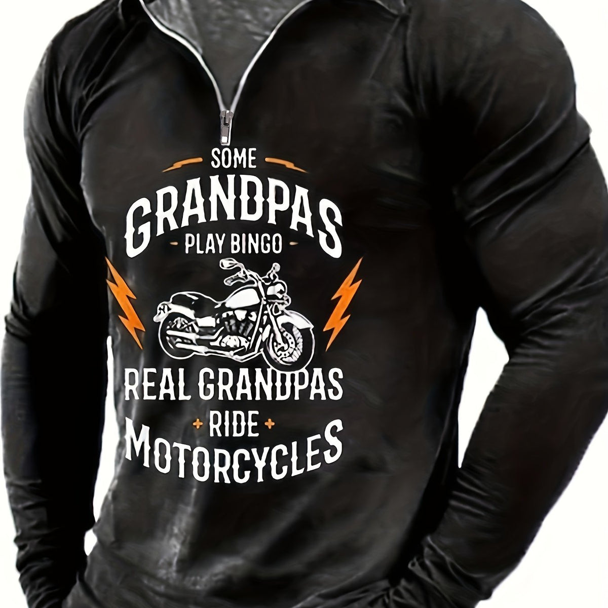 Motorcycle Pattern Men's Long Sleeve Shirt for Autumn