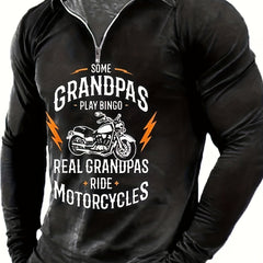 Motorcycle Pattern Men's Long Sleeve Shirt for Autumn