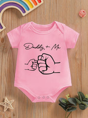 Baby Boys Casual Daddy Me Print Romper Short Sleeve Crew Neck Bodysuit