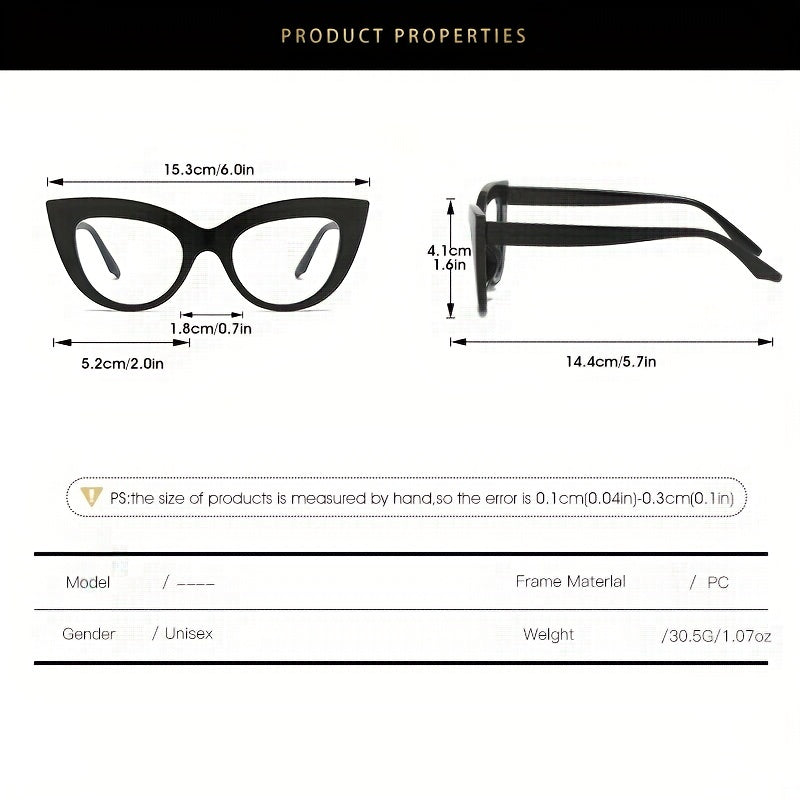 Cat Eye Clear Lens Glasses Women Men with Case