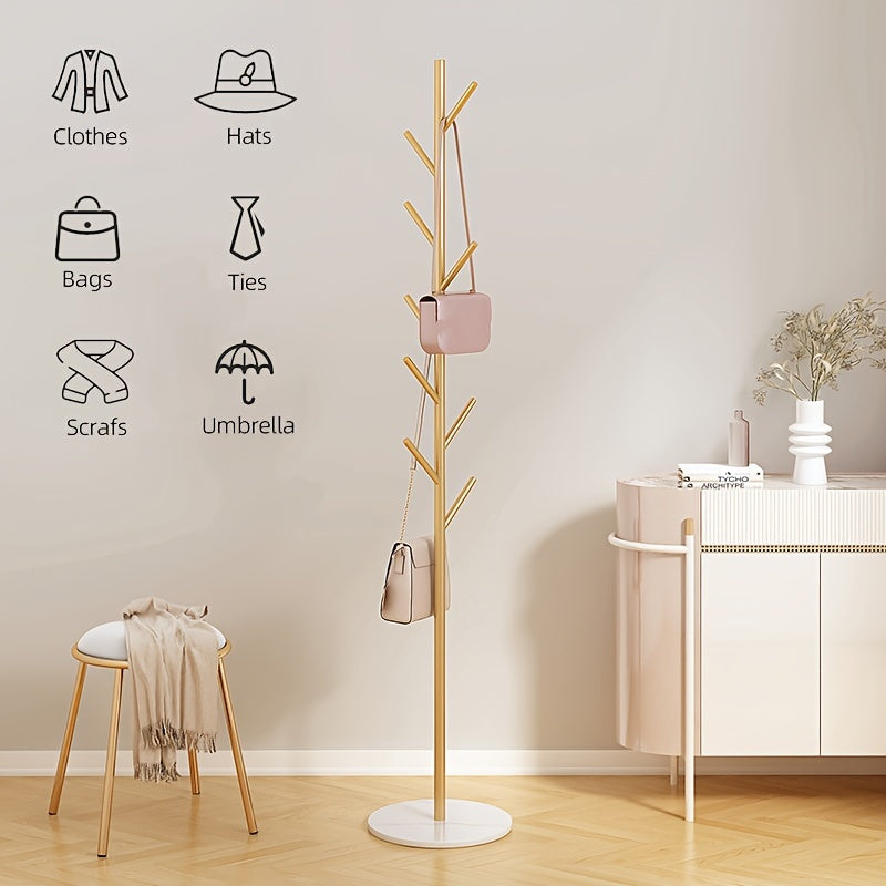 Tree Coat Rack Stand with Decorative Base for Hallway Entryway Coat