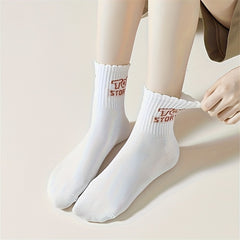 10 Pairs Women's Cartoon Print Mid Tube Socks