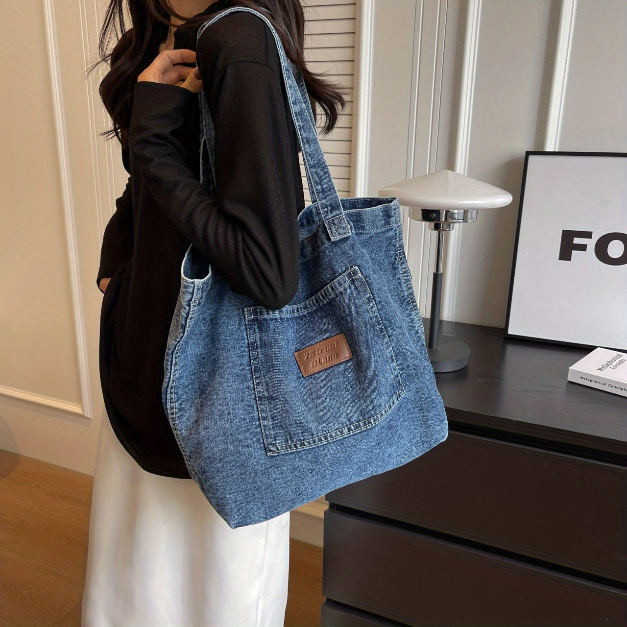 Denim Shoulder Bag All Match Novelty Tote Shopping Bag Women's Handbag