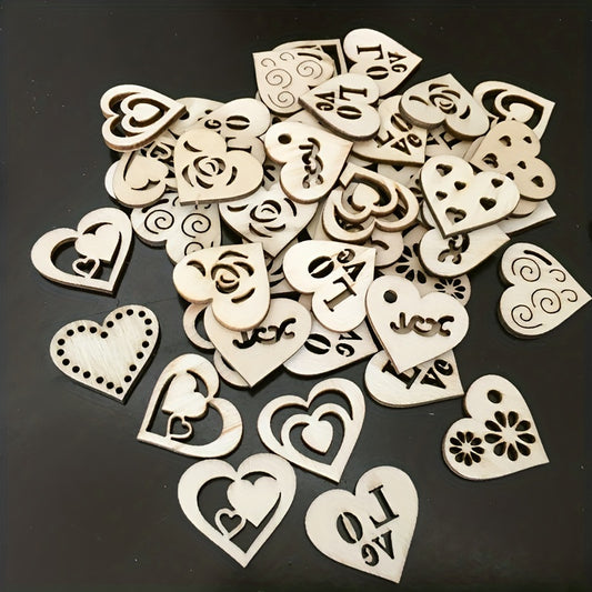20pcs 1 18in DIY Wooden Love Heart Mix Shapes for Painting and Decoration
