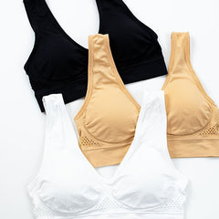 3 Pcs Solid Hollow Tank Top Sports Bras Breathable Yoga Lingerie M