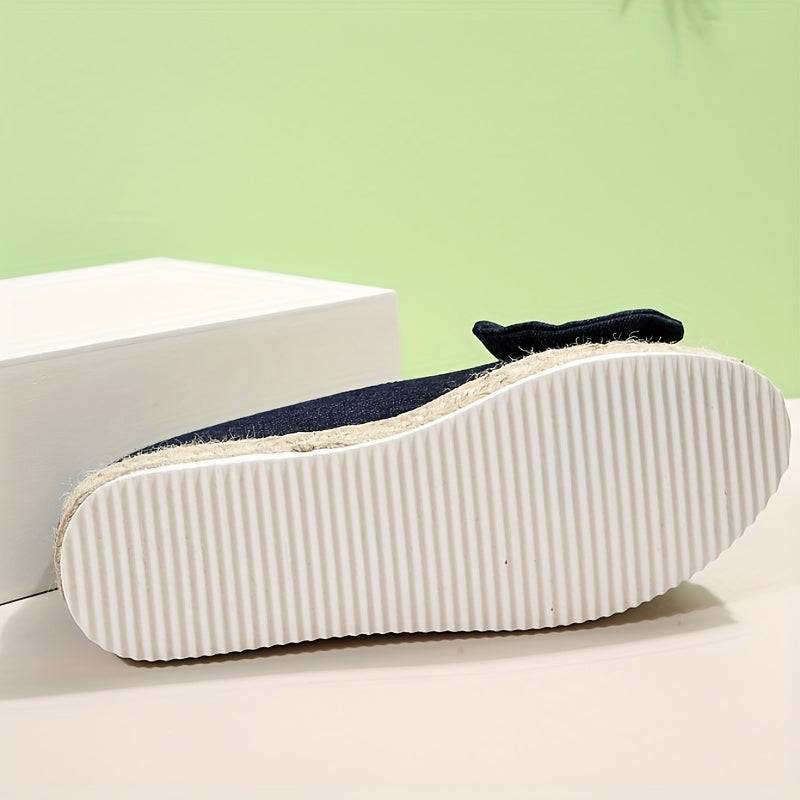 Women's Bowknot Decor Flat Slip-On Canvas Shoes