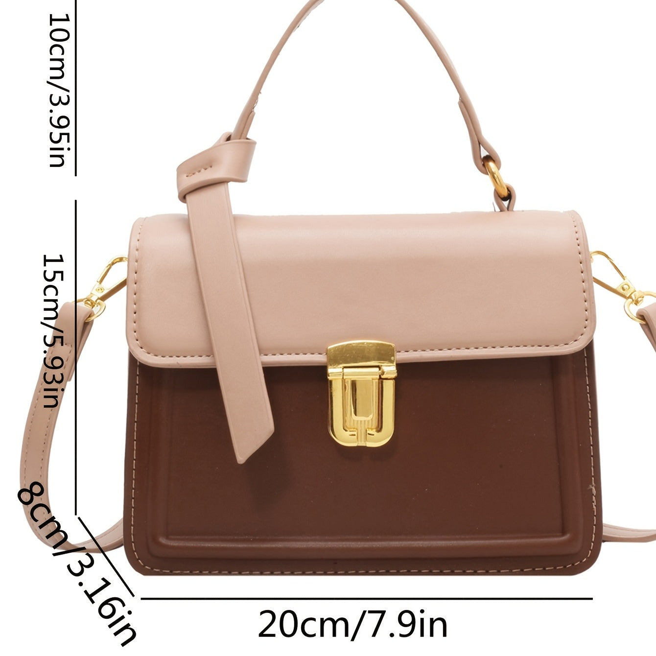 Buckle Decor Handbag Square Crossbody Bag Faux Leather Flap Purse For Women