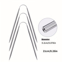 3pcs Stainless Steel Flexible Knitting Needles