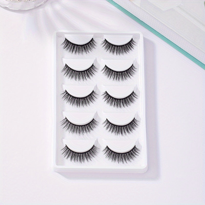 5 Pairs Crisscross Manga Lashes False Eyelashes 12mm Natural Look Japanese Style