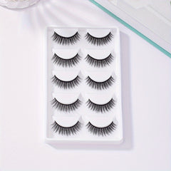 5 Pairs Crisscross Manga Lashes False Eyelashes 12mm Natural Look Japanese Style