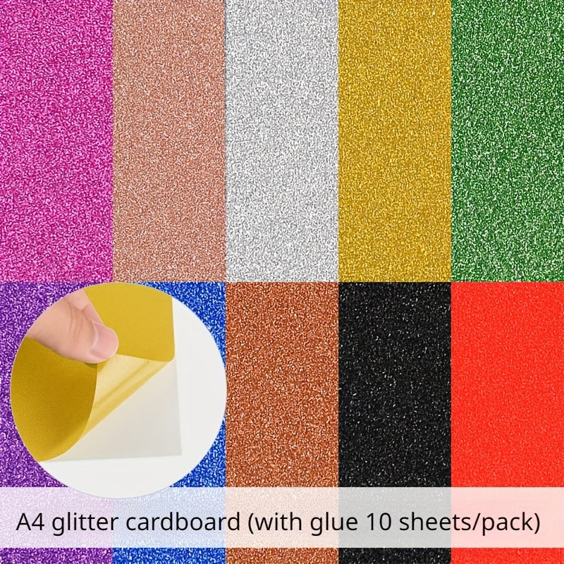 10 Sheets Glitter Cardstock Paper A4 for DIY Projects Scrapbook Crafts