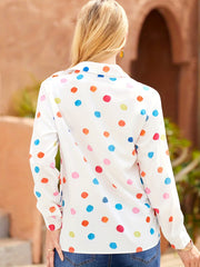 Colorful Dot Print Button Up Blouse