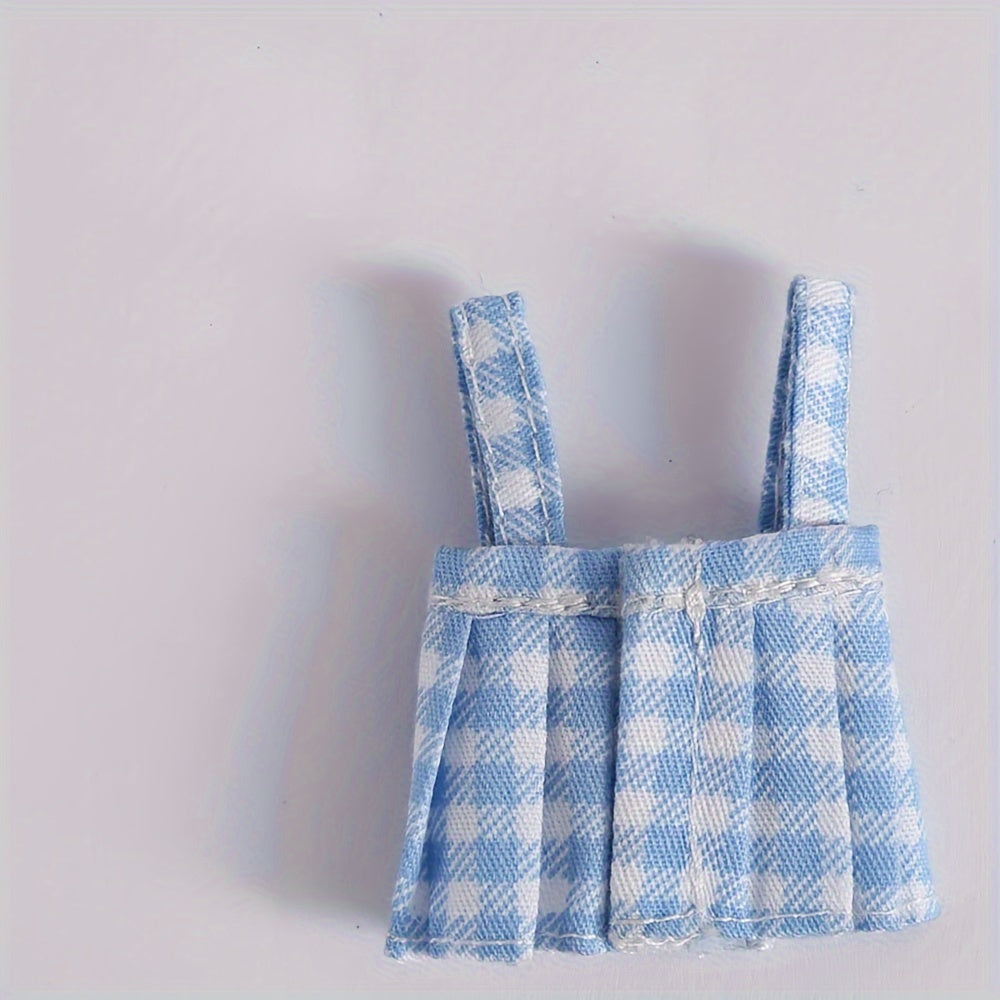 Plaid Skirt with Suspenders for OB11 Dolls