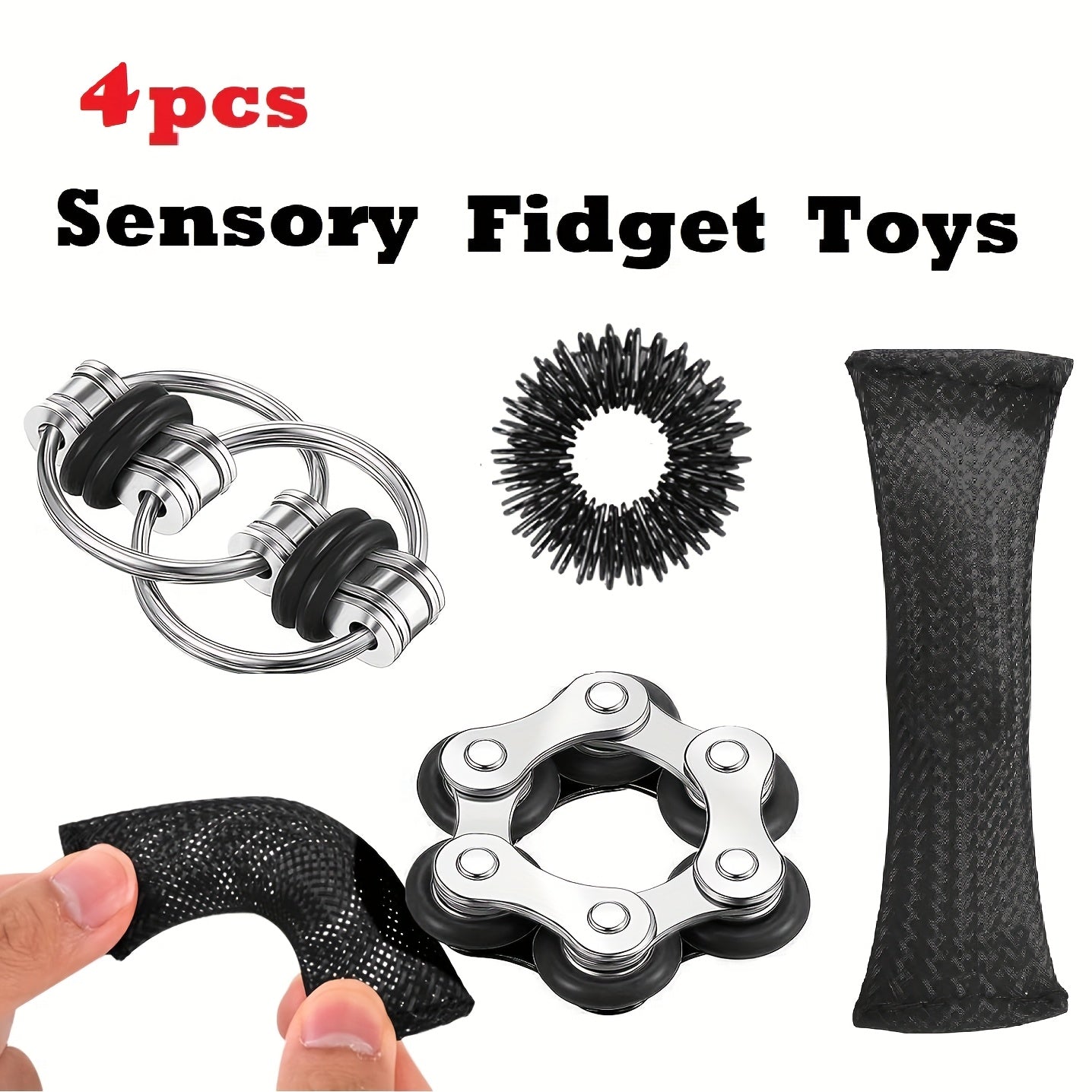 8pcs Sensory Finger Toys Set - Spinner, Rings, Chain, Marble