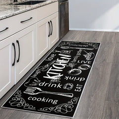 Kitchen Element Mat Kitchen Utensils Pattern Rug Hand Washable