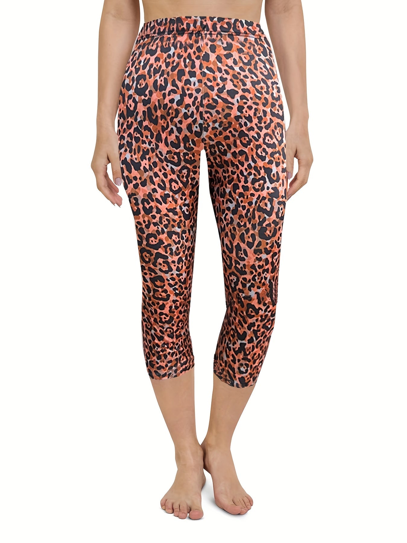 Leopard Print Skinny Capris Leggings for Women