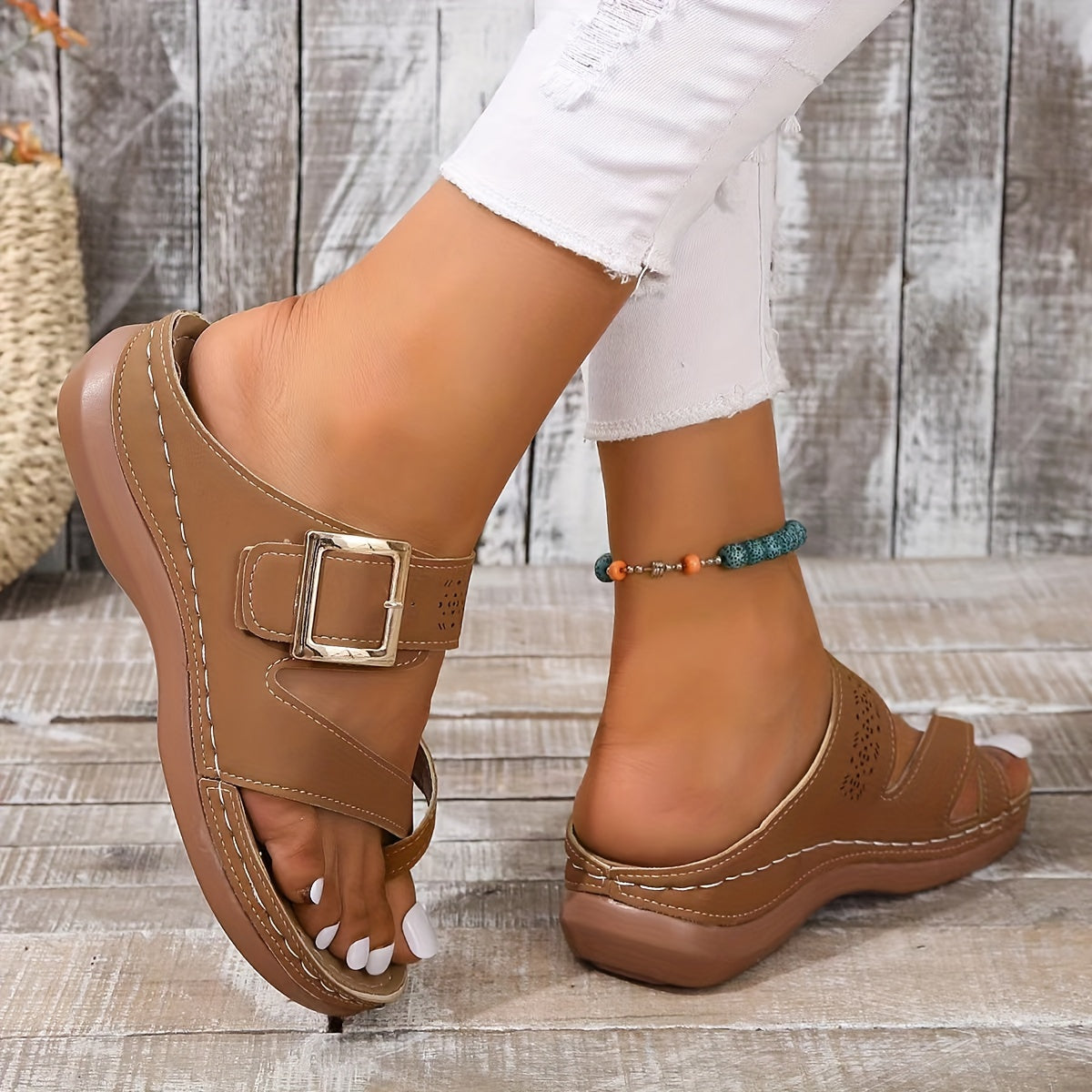 Women's Comfortable Platform Sandals Lightweight Solid Sandals