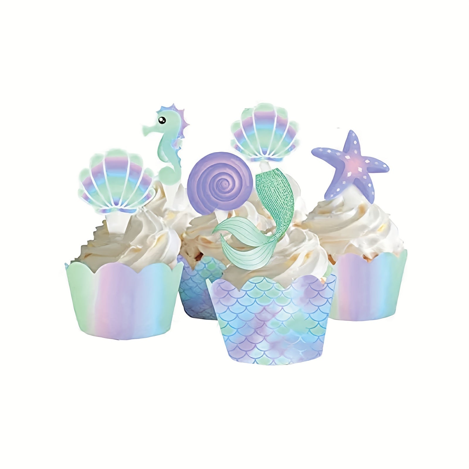 Mermaid Themed Party Set - 40 Pieces Cake Insert & Border