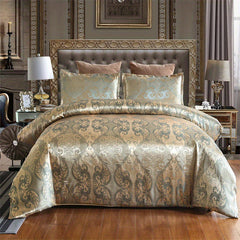 Soft Satin Jacquard Duvet Cover Set with 2 Pillowcases