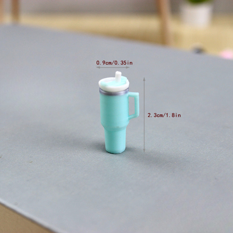 1/12 Mini Thermal Cup with Straw Dollhouse Kitchen Accessory (Orange)