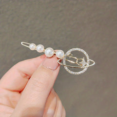Y2K Pearl Rhinestone Hair Pin Moon Star Hair Clips