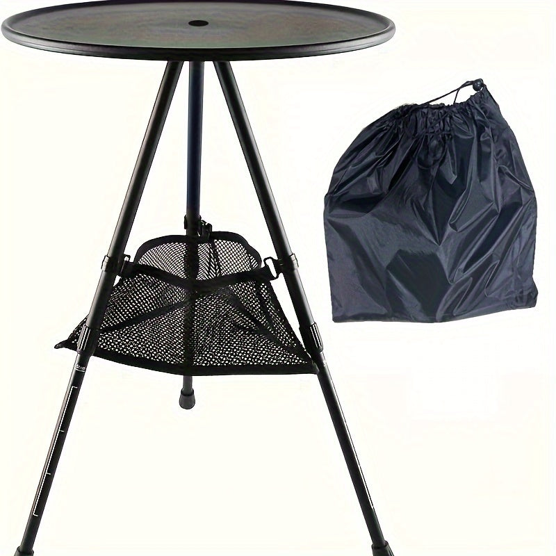 Portable Lightweight Camping Table Adjustable Height Aluminum 3 Legs Table