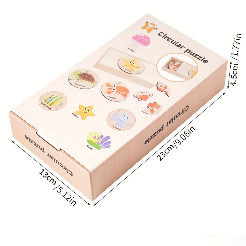 Ocean Animals Puzzle Wooden Box Set - Educational and Multifunctional