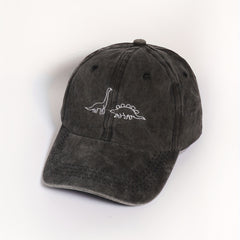 Dinosaur Embroidery Baseball Cap Gray Distressed Dad Hat