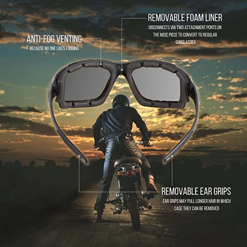 Motorcycle Riding Glasses Padded Goggles UV Protection Dustproof Windproof