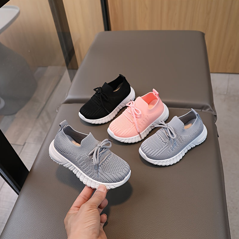 Solid Woven Shoes for Girls Lightweight Non-slip Sneakers All Seasons